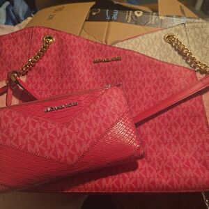 Michael Kors Pink and Cream Tote Bag